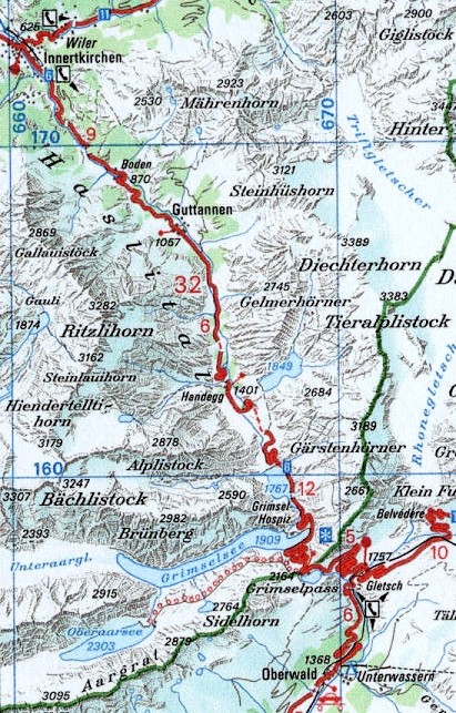 Strassenkarte Grimsel